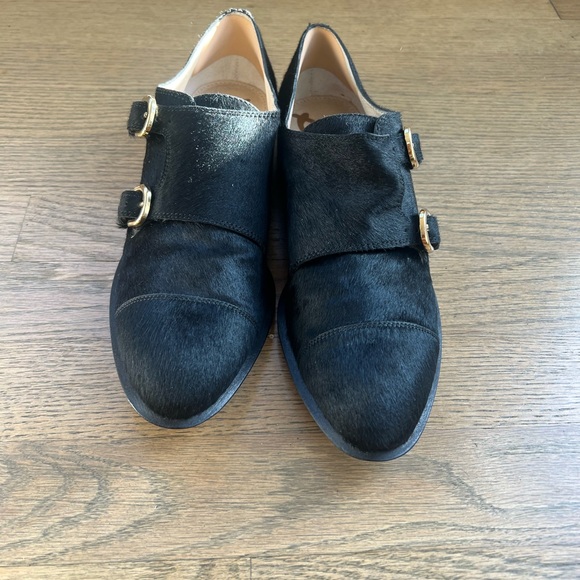 Sam Edelman woman’s black Balfour Real Fur Hair Double Buckle loafer - Picture 5 of 15